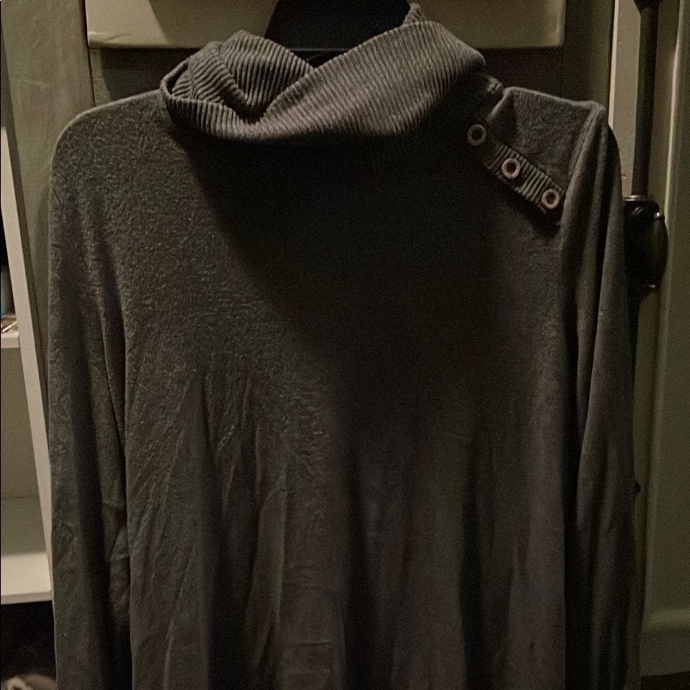Women’s Gray turtleneck Sweater with Button Detail